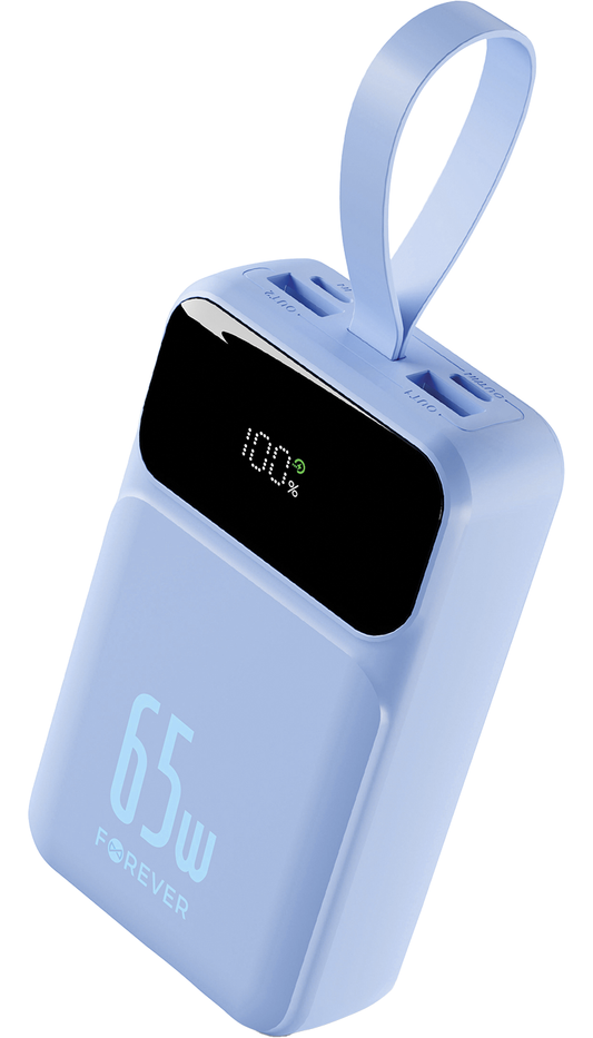 Eksterna baterija Forever Vibe-TB65, 20000mAh, 65W, QC + PD, 2 x USB-A - 2 x USB-C, Plava
