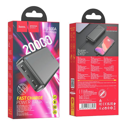 Eksterni punjač HOCO J100A, 20000mAh, 10W, 2 x USB-A, Crna