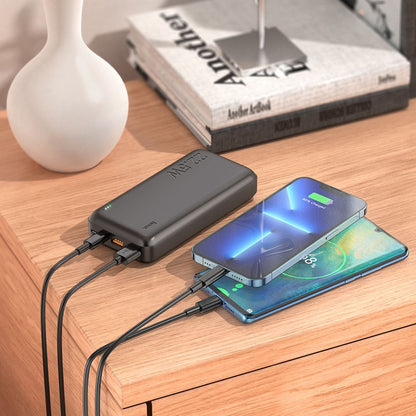 Eksterni punjač HOCO J101A, 20000mAh, 22.5W, QC + PD, 1 x USB-C - 2 x USB-A, Crna