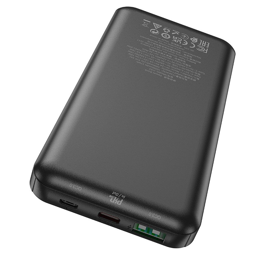 Eksterni punjač HOCO J102, 10000mAh, 20W, QC + PD, 1 x USB-A - 1 x USB-C, Crna