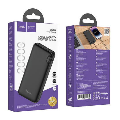 Eksterni punjač HOCO J128A, 20000mAh, 10W, 2 x USB-A, Crna, Refabrikovana