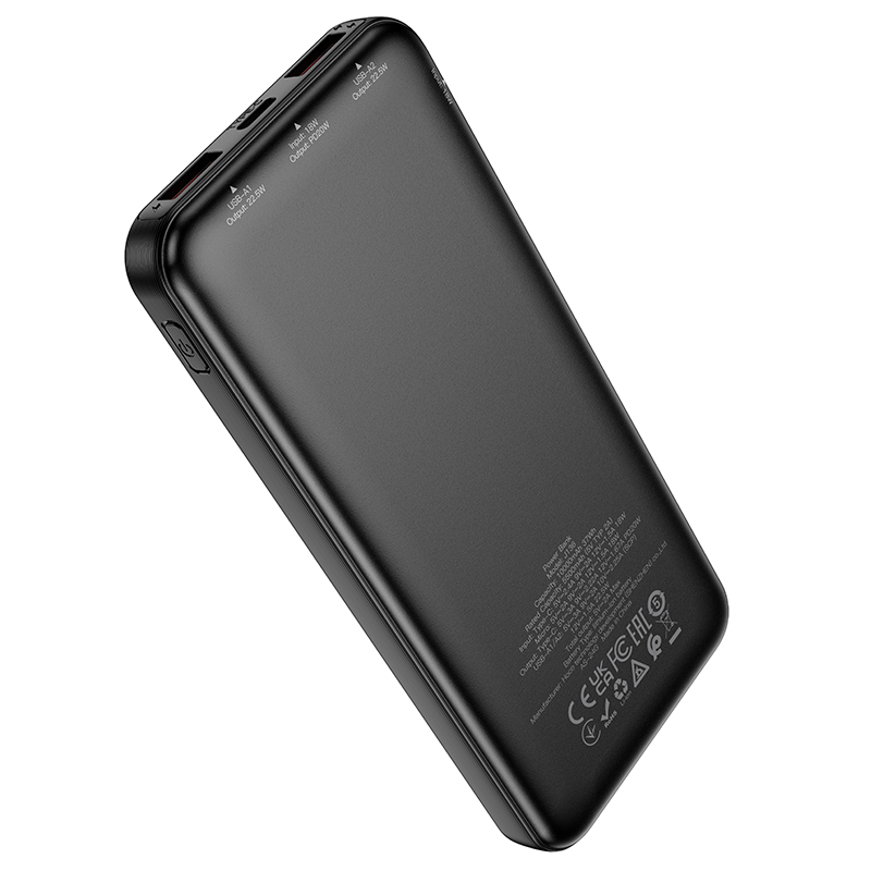 Eksterna baterija HOCO J136, 10000 mAh, 22,5 W, QC + PD, 1 x USB-C – 2 x USB-A, crna