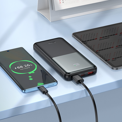 Eksterna baterija HOCO J136, 10000 mAh, 22,5 W, QC + PD, 1 x USB-C – 2 x USB-A, crna