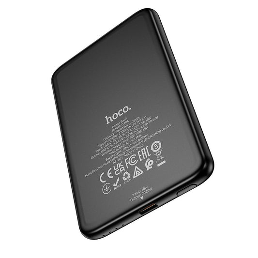 Eksterna baterija HOCO Wireless J140A, 5000mAh, 20W, PD + QI, 1 x USB-C, Crna