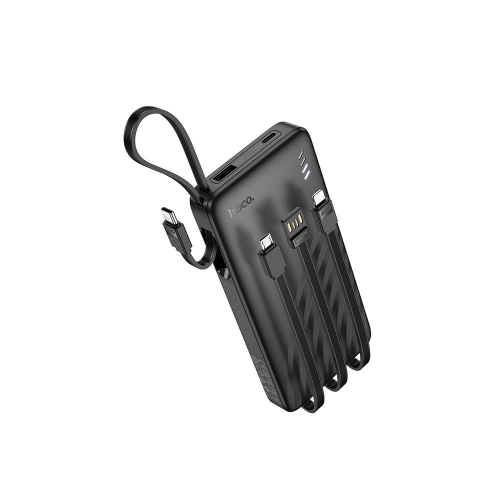 Eksterna baterija HOCO J146, 10000mAh, 10W, 1 x Lightning - 1 x microUSB - 1 x USB-A - 1 x USB-C, Crna