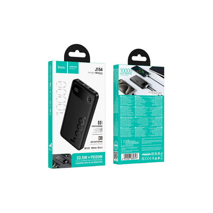Eksterna baterija HOCO J154, 10000mAh, 22.5W, QC + PD, 1 x USB-C - 2 x USB-A, Crna