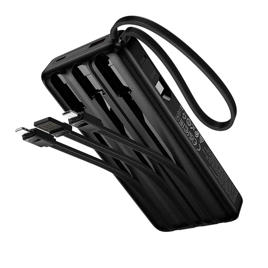 Eksterna baterija HOCO J156 Founder, 10000mAh, 22.5W, QC + PD, 1 x Lightning - 1 x microUSB - 1 x USB-A - 2 x USB-C, Crna