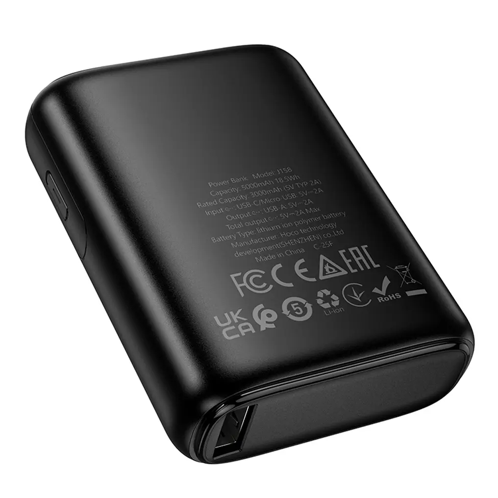 Eksterna baterija HOCO J158, 5000mAh, 10W, 1 x USB-A, Crna