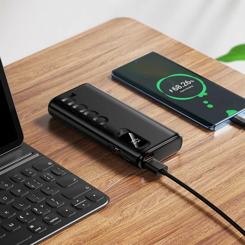 Eksterna baterija HOCO J158 Pro, 10000mAh, 22.5W, QC + PD, 1 x USB-C - 2 x USB-A, Crna