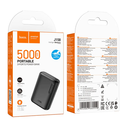 Eksterna baterija HOCO J158, 5000mAh, 10W, 1 x USB-A, Crna