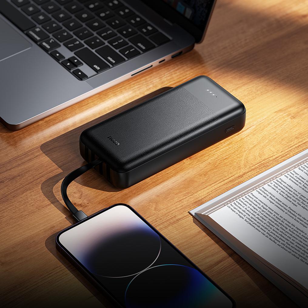 Eksterna baterija HOCO J163A, 20000 mAh, 10 W, 1 x Lightning - 1 x microUSB - 1 x USB-C - 2 x USB-A, crna