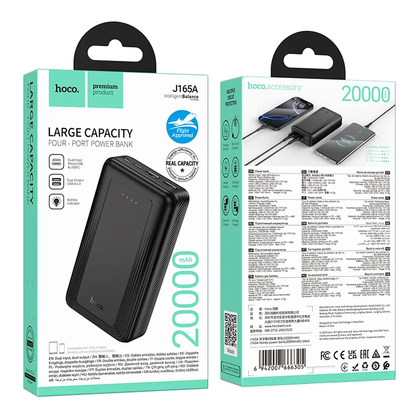 Eksterni punjač HOCO J165A, 20000mAh, 10W, 2 x USB-A, Crna