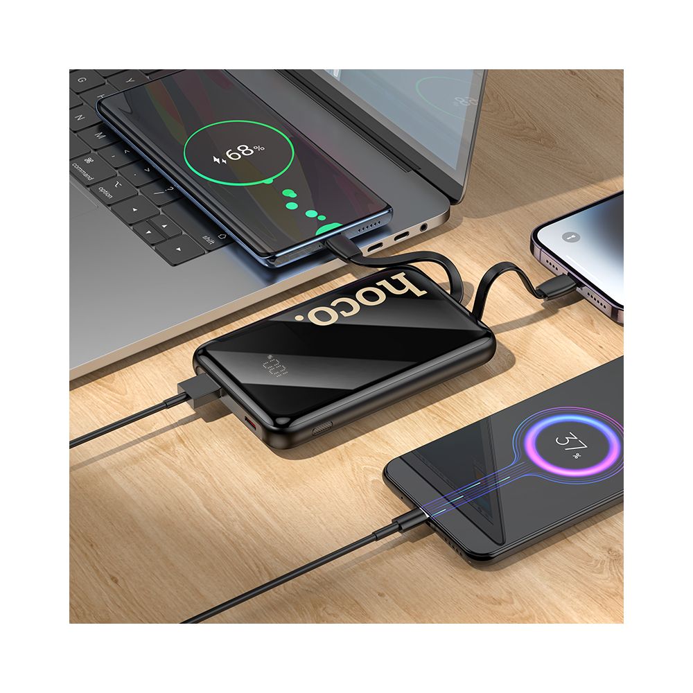 Eksterni punjač HOCO Q37, 10000mAh, 22.5W, QC + PD, 1 x Lightning - 1 x USB-A - 2 x USB-C, Crna