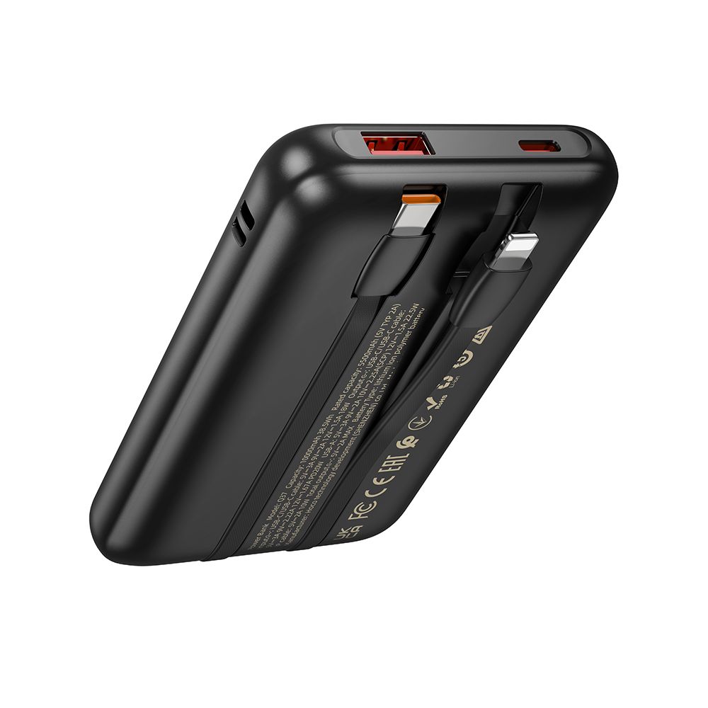 Eksterni punjač HOCO Q37, 10000mAh, 22.5W, QC + PD, 1 x Lightning - 1 x USB-A - 2 x USB-C, Crna