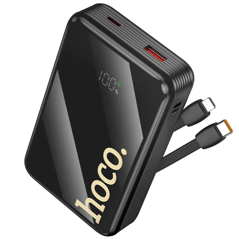 Eksterni punjač HOCO Q37A, 20000mAh, 22.5W, QC + PD, 1 x Lightning - 1 x USB-A - 2 x USB-C, Crna