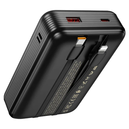 Eksterni punjač HOCO Q37A, 20000mAh, 22.5W, QC + PD, 1 x Lightning - 1 x USB-A - 2 x USB-C, Crna