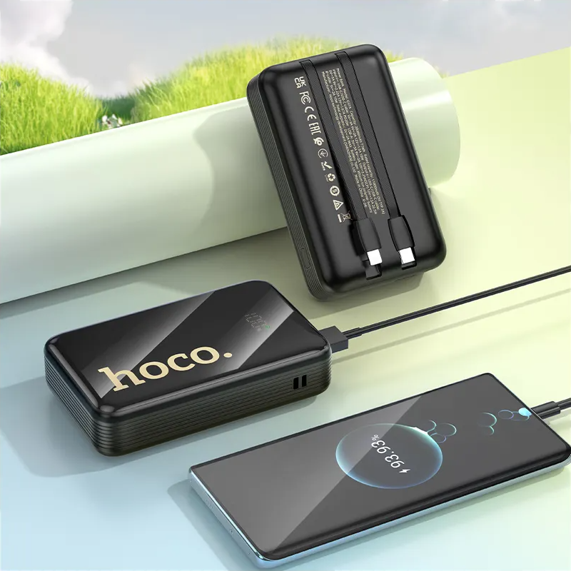 Eksterni punjač HOCO Q37A, 20000mAh, 22.5W, QC + PD, 1 x Lightning - 1 x USB-A - 2 x USB-C, Crna