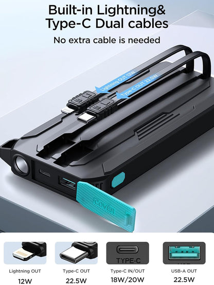 Spoljna baterija Joyroom JR-L017, 10000mAh, 22.5W, QC + PD, 1 x Lightning - 1 x USB-A - 2 x USB-C, Crna