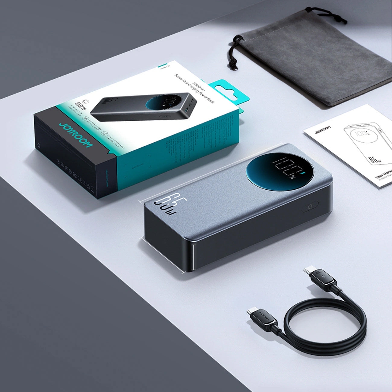 Eksterna baterija Joyroom JR-PBF05 Pro, 30000mAh, 65W, QC + PD, 1 x USB-A - 2 x USB-C, Crna