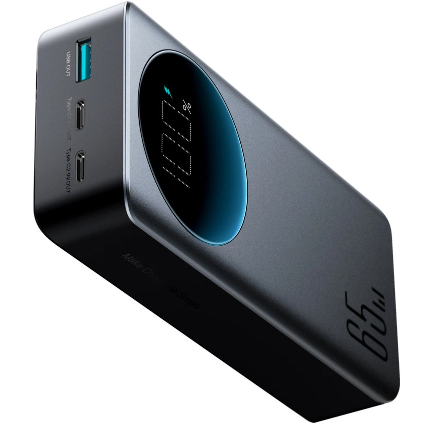 External Battery Joyroom JR-PBF05, 30000mAh, 65W, QC + PD, 1 x USB-A - 2 x USB-C, Black 