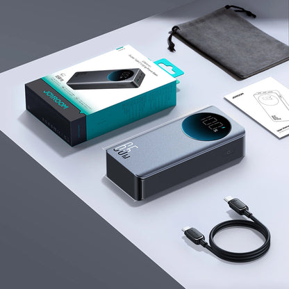 External Battery Joyroom JR-PBF05, 30000mAh, 65W, QC + PD, 1 x USB-A - 2 x USB-C, Black 