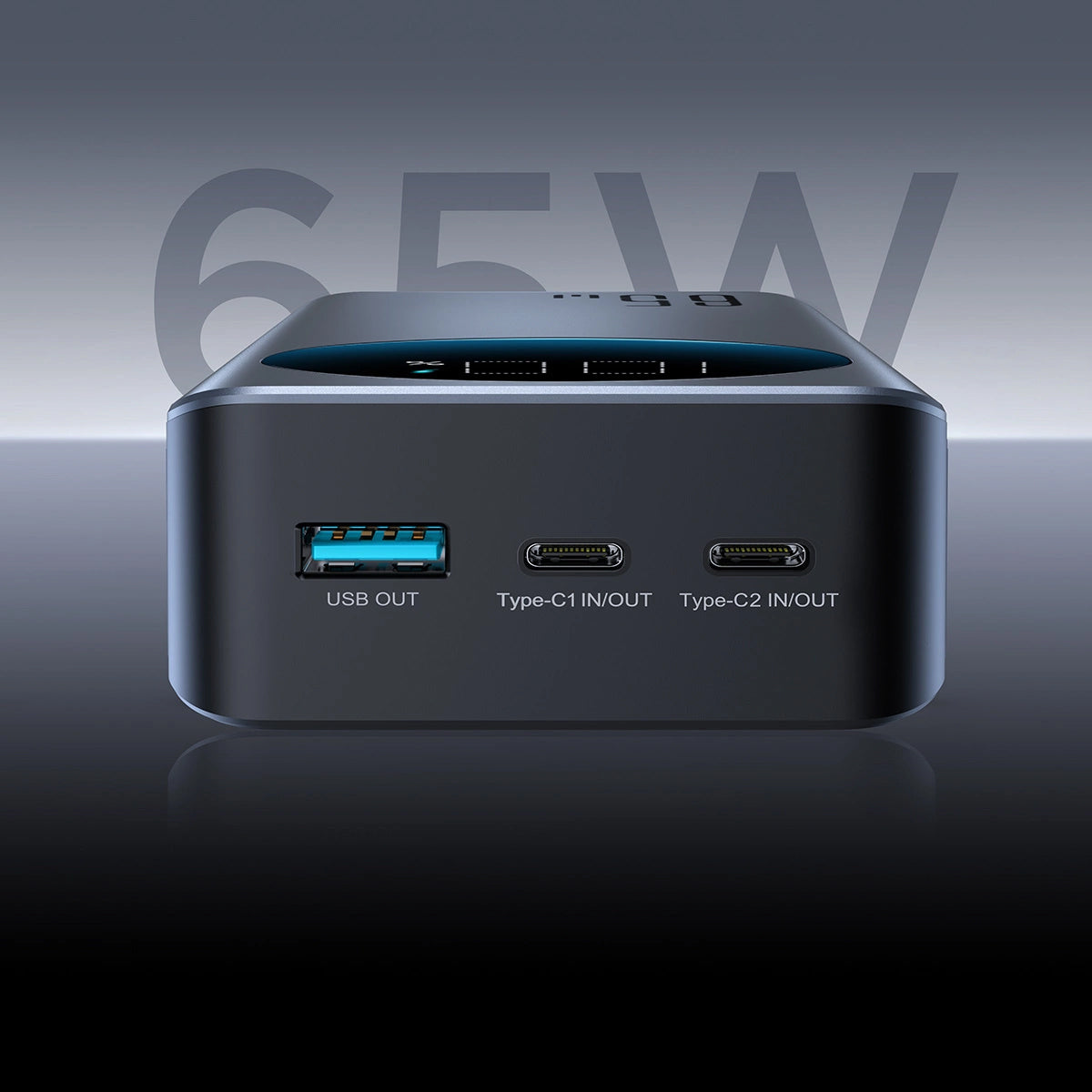 External Battery Joyroom JR-PBF05, 30000mAh, 65W, QC + PD, 1 x USB-A - 2 x USB-C, Black 