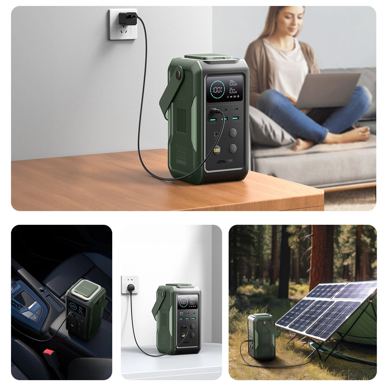 Eksterna baterija Joyroom JR-PBF10, 75000mAh, 100W, QC + PD, 3 x USB-A - 3 x USB-C, Zelena