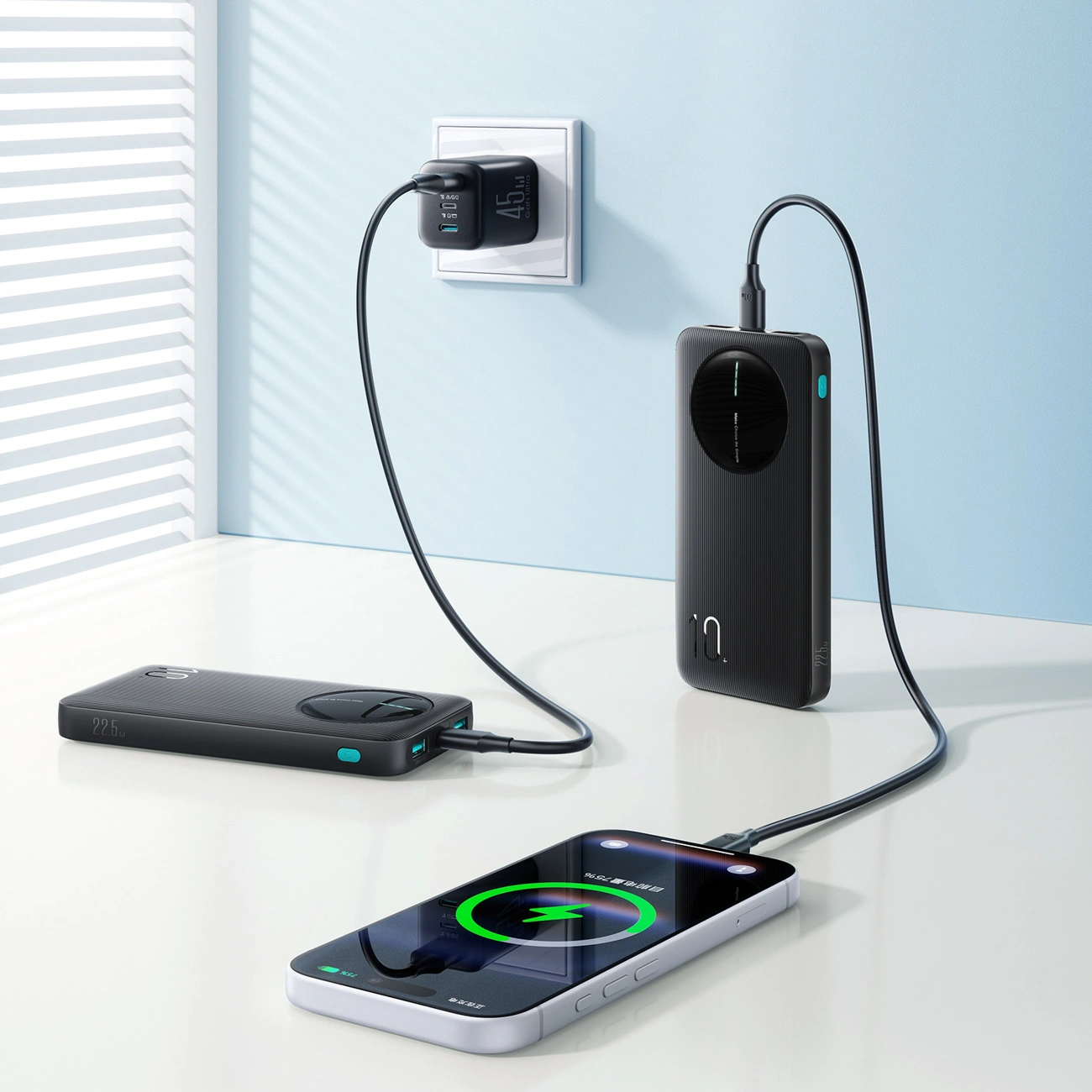 Eksterni punjač Joyroom JR-PBF12 Pro, 10000mAh, 22.5W, QC + PD, 1 x USB-C - 2 x USB-A, Crna