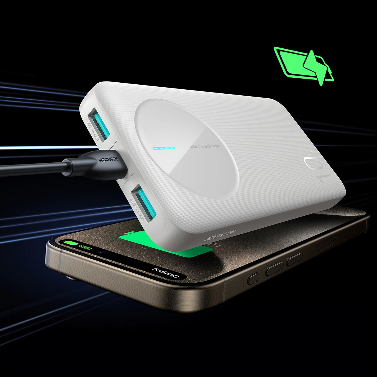 Spoljna baterija Joyroom JR-PBF12, 10000mAh, 12W, 1 x USB-C - 2 x USB-A, Bela