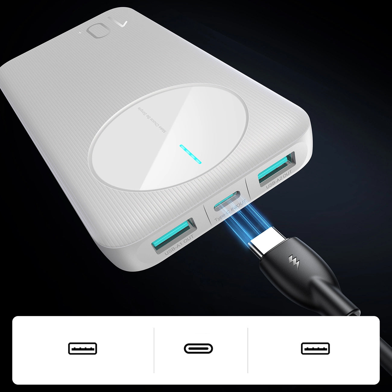 Spoljna baterija Joyroom JR-PBF12, 10000mAh, 12W, 1 x USB-C - 2 x USB-A, Bela