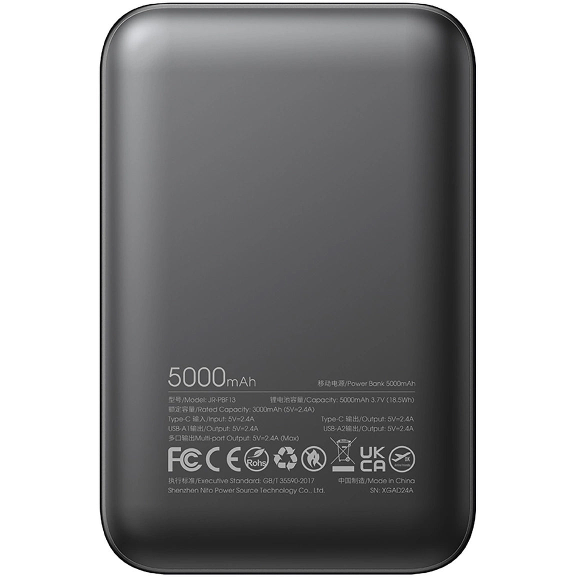 Eksterna baterija Joyroom JR-PBF13, 5000mAh, 12W, 1 x USB-C - 2 x USB-A, Crna