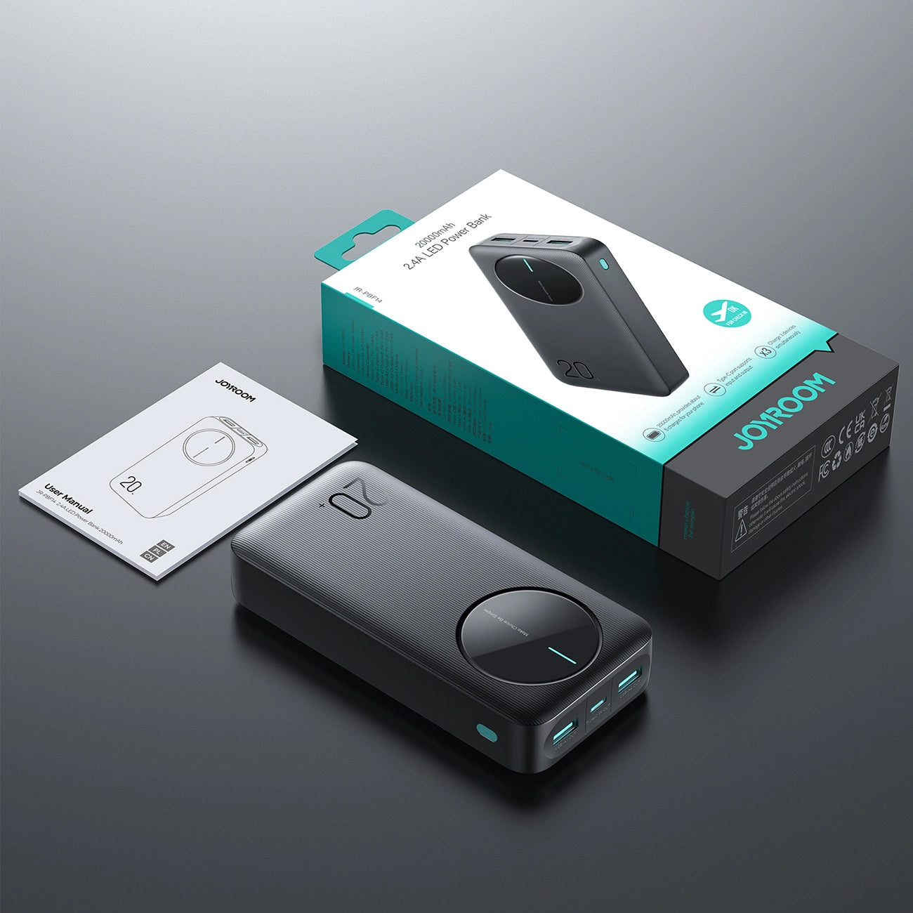 Spoljna baterija Joyroom JR-PBF14, 20000mAh, 12W, 1 x USB-C - 2 x USB-A, Crna