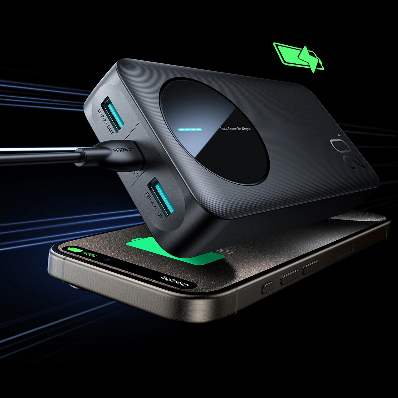 Spoljna baterija Joyroom JR-PBF14, 20000mAh, 12W, 1 x USB-C - 2 x USB-A, Crna