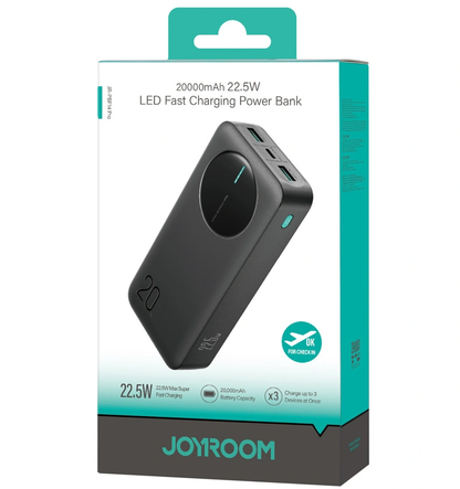 Spoljna baterija Joyroom JR-PBF14 Pro, 20000mAh, 22.5W, QC + PD, 1 x USB-C - 2 x USB-A, Crna