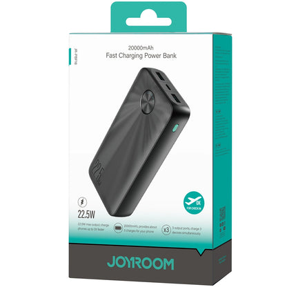 Eksterna baterija Joyroom JR-PBF16, 20000mAh, 22.5W, QC + PD, 1 x USB-C - 2 x USB-A, Crna