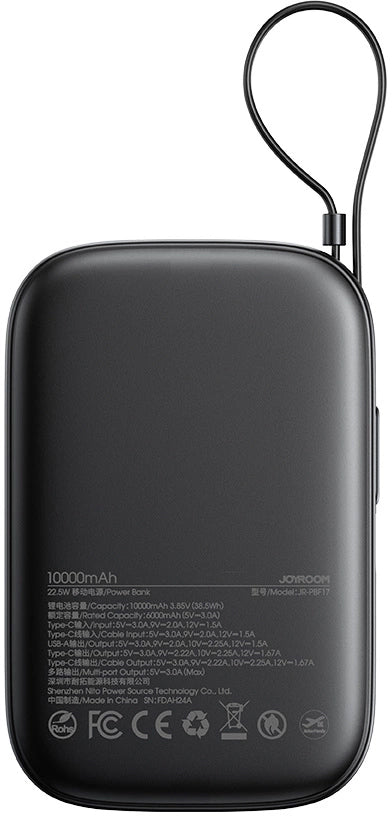 Spoljna baterija Joyroom JR-PBF17, 10000mAh, 22.5W, QC + PD, 1 x USB-A - 2 x USB-C, Crna
