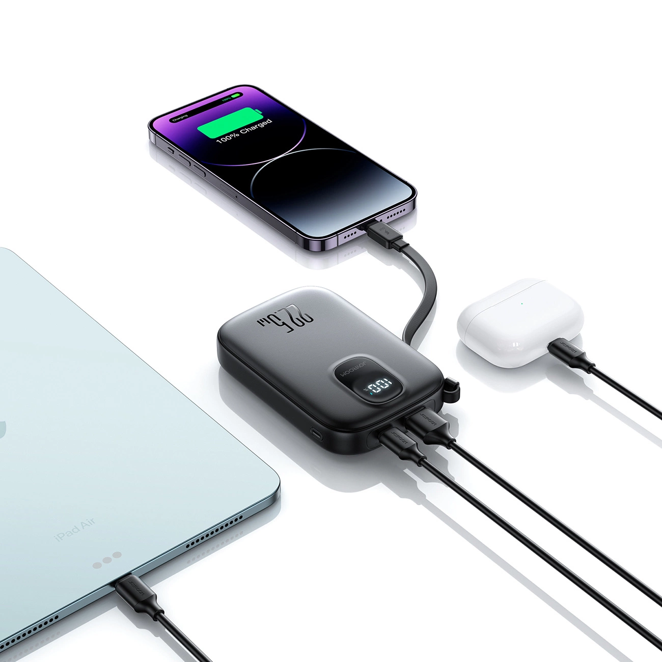 Spoljna baterija Joyroom JR-PBF18, 10000mAh, 22.5W, QC + PD, 1 x Lightning - 1 x USB-A - 1 x USB-C, Crna
