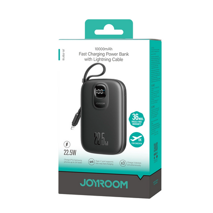 Spoljna baterija Joyroom JR-PBF18, 10000mAh, 22.5W, QC + PD, 1 x Lightning - 1 x USB-A - 1 x USB-C, Crna