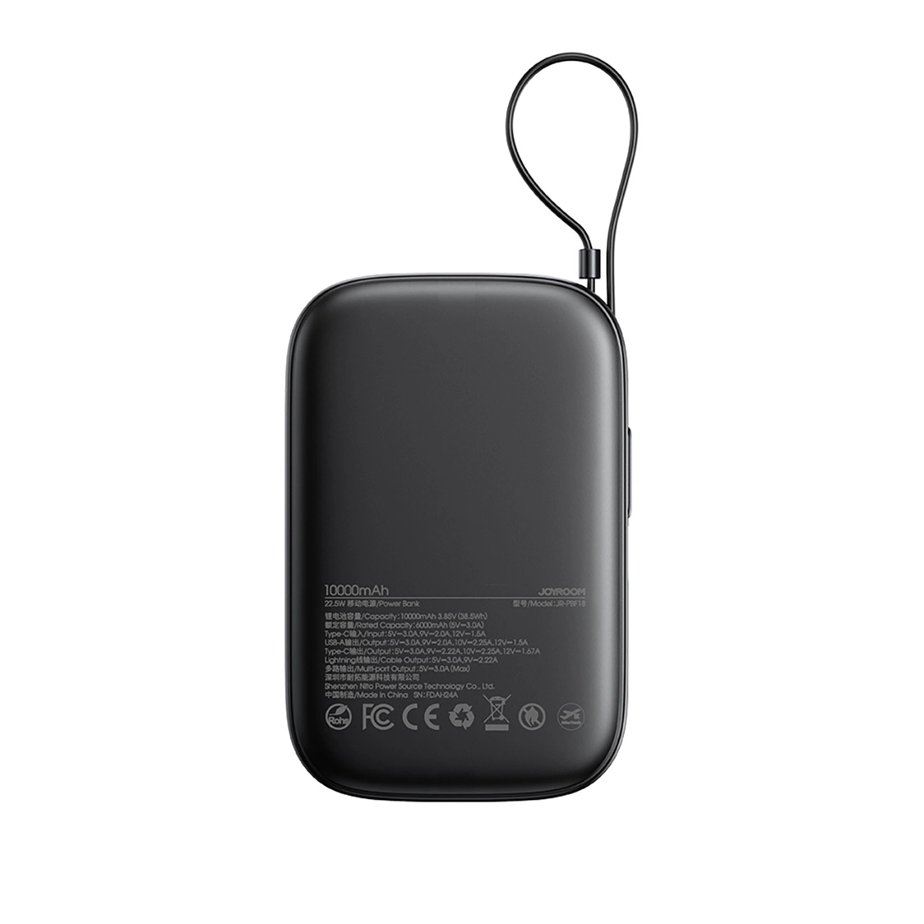 Spoljna baterija Joyroom JR-PBF18, 10000mAh, 22.5W, QC + PD, 1 x Lightning - 1 x USB-A - 1 x USB-C, Crna