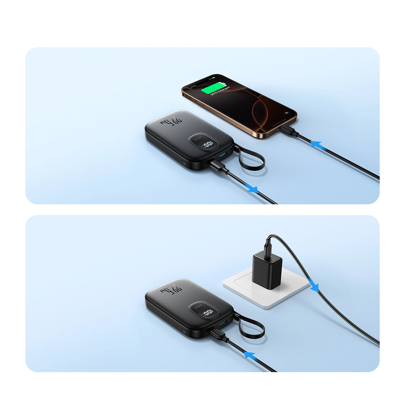 Spoljna baterija Joyroom JR-PBF18, 10000mAh, 22.5W, QC + PD, 1 x Lightning - 1 x USB-A - 1 x USB-C, Crna
