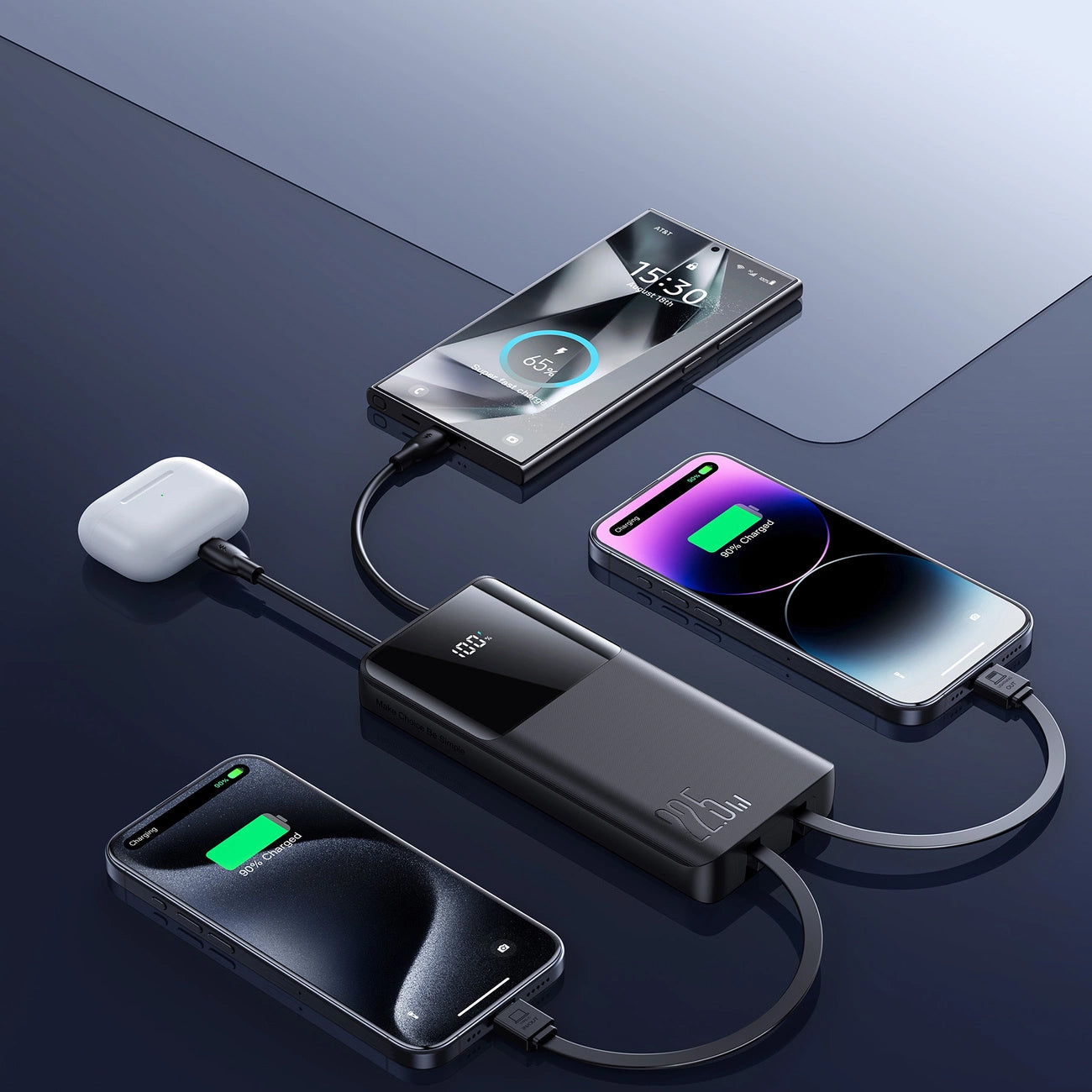 Spoljna baterija Joyroom JR-PBF19, 10000mAh, 22.5W, QC + PD, 1 x Lightning - 1 x USB-A - 2 x USB-C, Crna