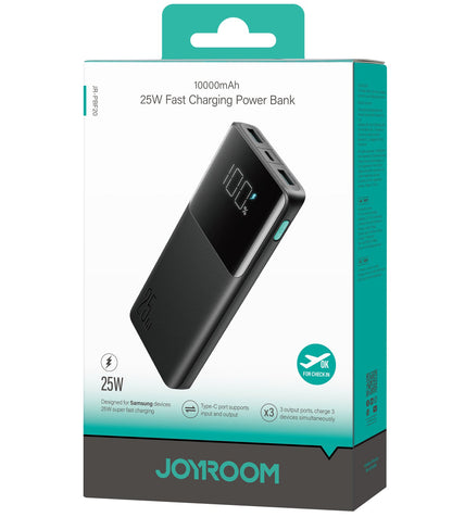 Spoljna baterija Joyroom JR-PBF20, 10000mAh, 25W, QC + PD, 1 x USB-C - 2 x USB-A, Crna