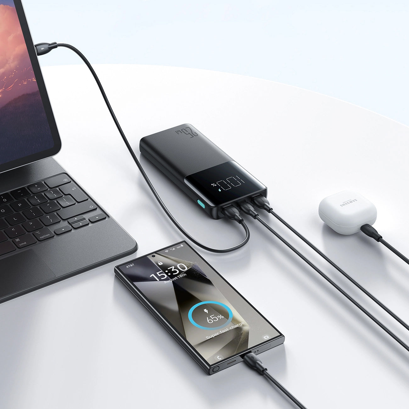 Spoljna baterija Joyroom JR-PBF20, 10000mAh, 25W, QC + PD, 1 x USB-C - 2 x USB-A, Crna