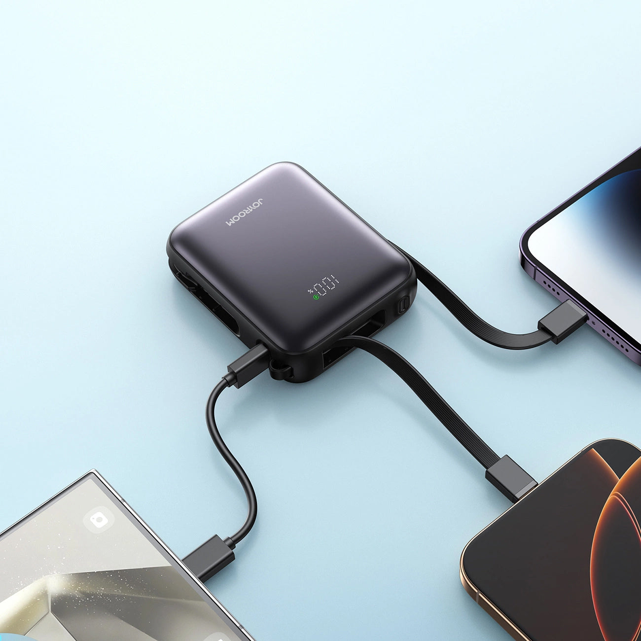 Spoljna baterija Joyroom JR-PBF27, 10000mAh, 22.5W, QC + PD, 1 x Lightning - 2 x USB-C, Crna