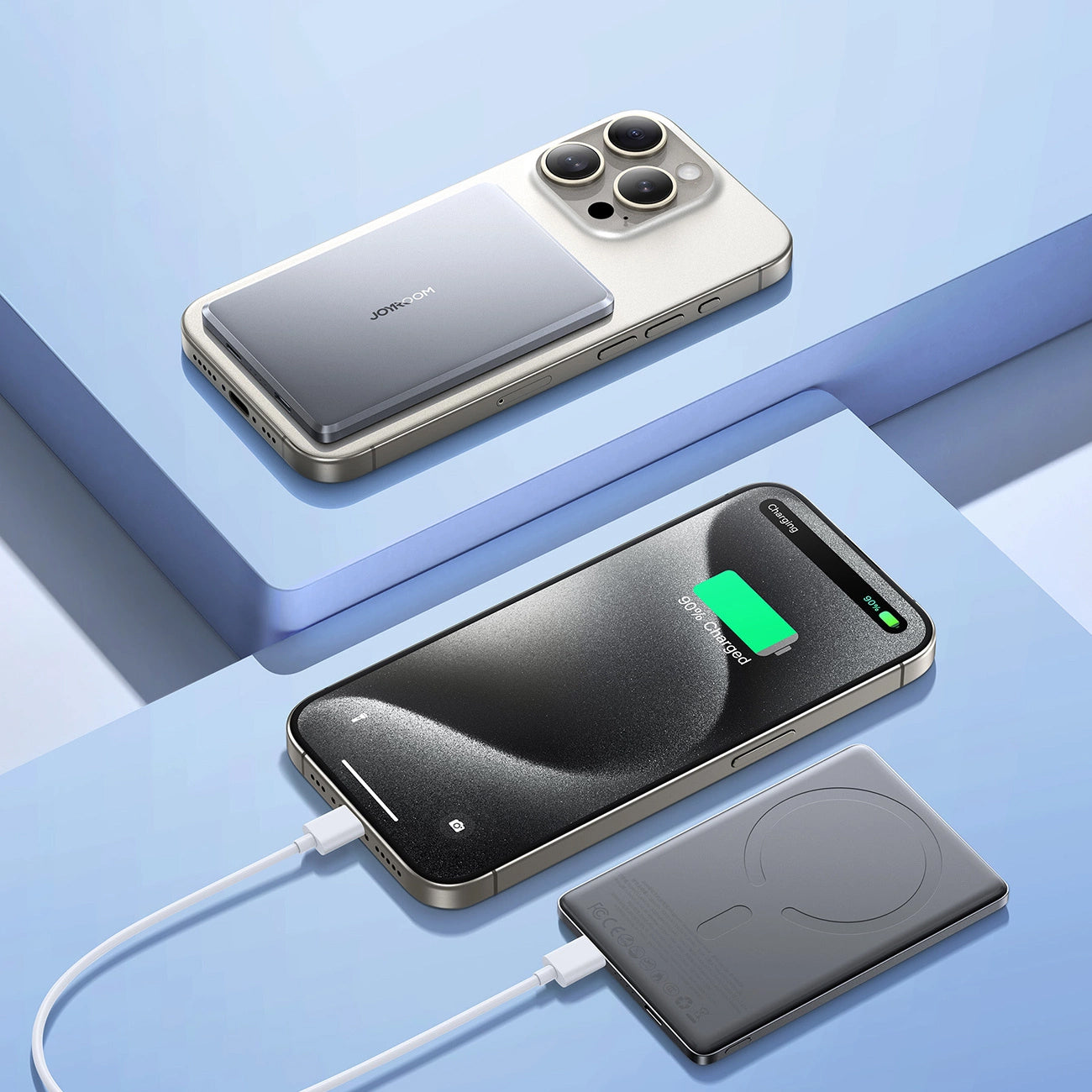 Spoljna Baterija Bežična Joyroom JR-PBM08, 5000mAh, 20W, PD + FQI, 1 x QI - 1 x USB-C, Siva
