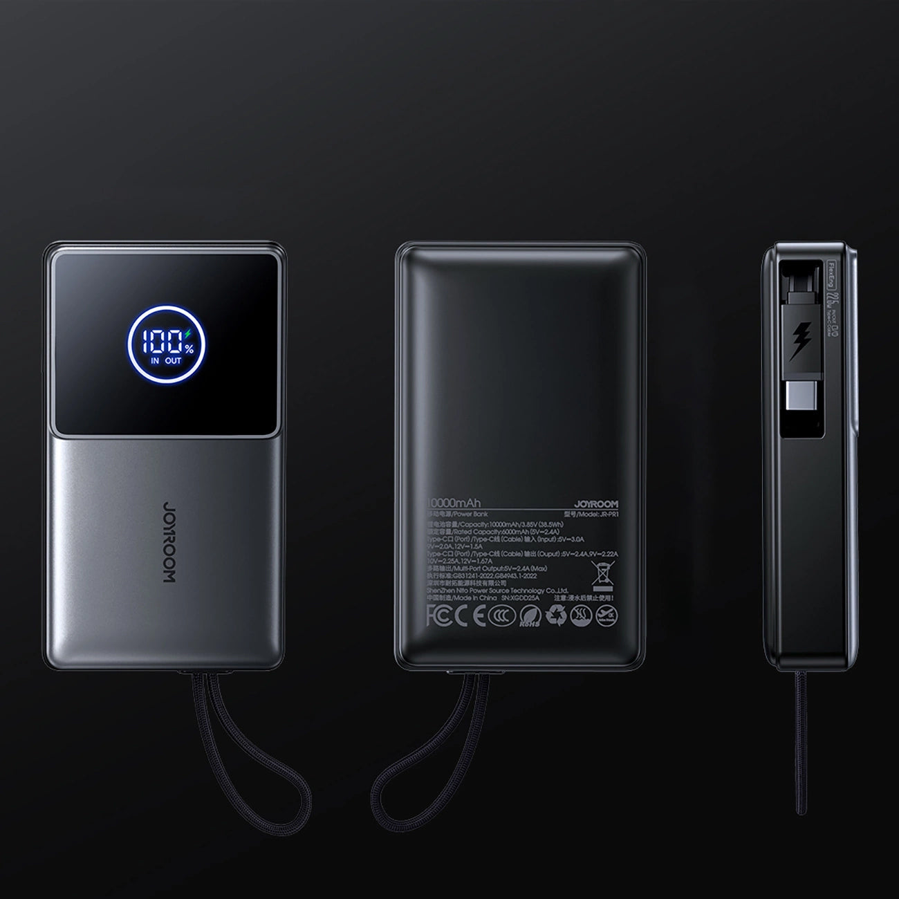 Spoljna baterija Joyroom JR-PR1, 10000mAh, 22.5W, PD, 2 x USB-C, Siva