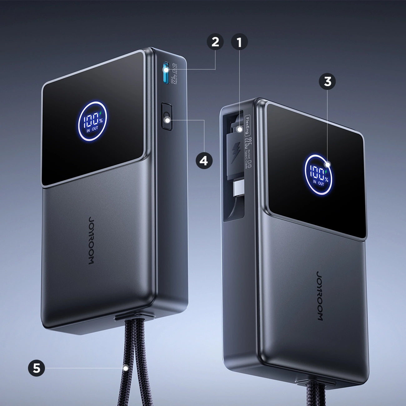 Spoljna baterija Joyroom JR-PR1, 10000mAh, 22.5W, PD, 2 x USB-C, Siva