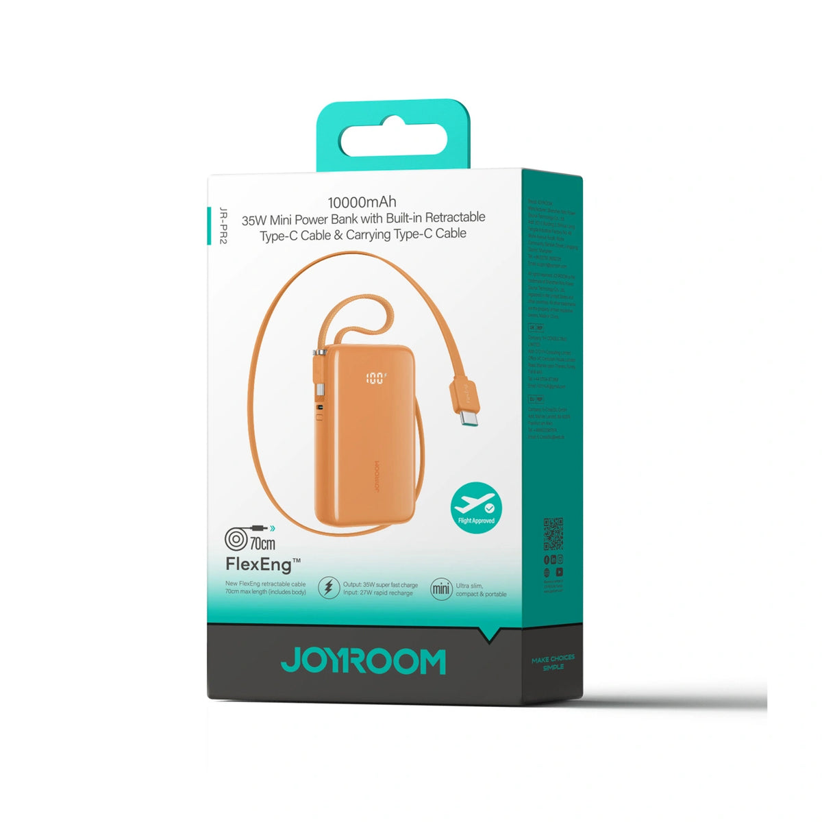 Eksterna baterija Joyroom JR-PR2, 10000mAh, 35W, PD, 3 x USB-C, Narandžasta