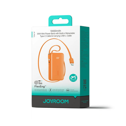 Eksterna baterija Joyroom JR-PR2L, 10000mAh, 35W, QC + PD, 1 x Lightning - 2 x USB-C, Narandžasta