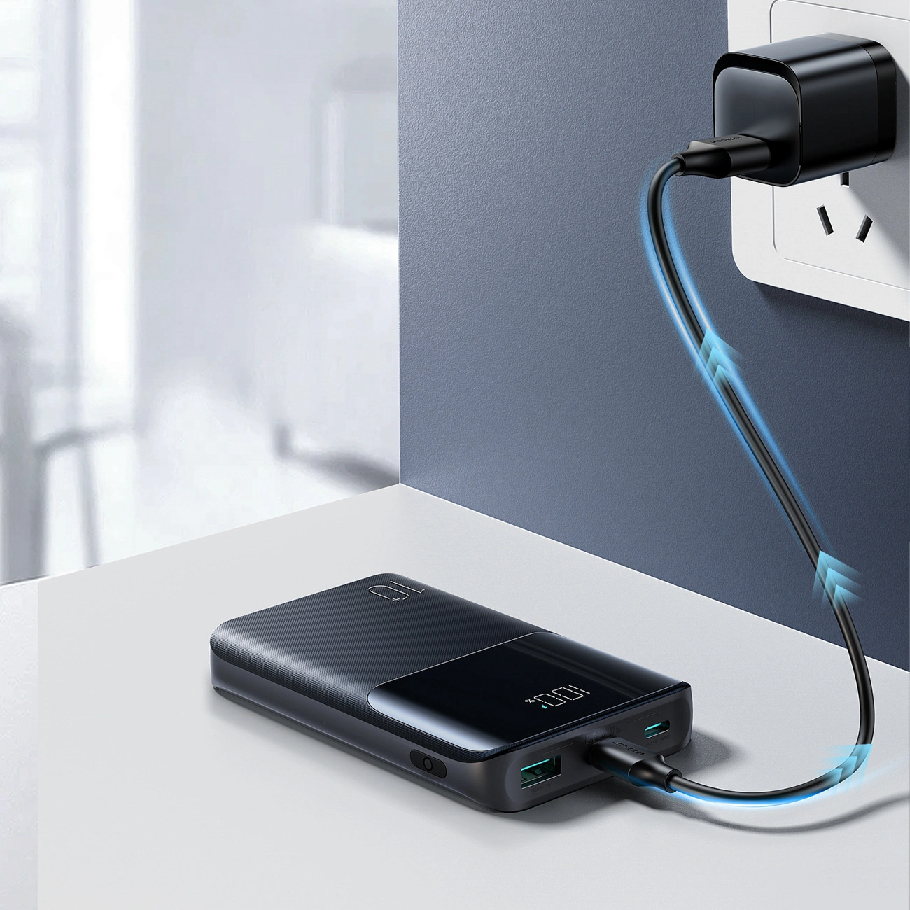 Spoljna baterija Joyroom JR-QP191, 10000mAh, 22.5W, QC + PD, 1 x USB-A - 2 x USB-C, Crna